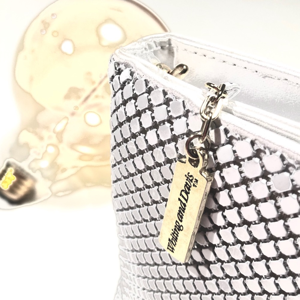 Whiting & Davis Clutch, in Bianca Metallic